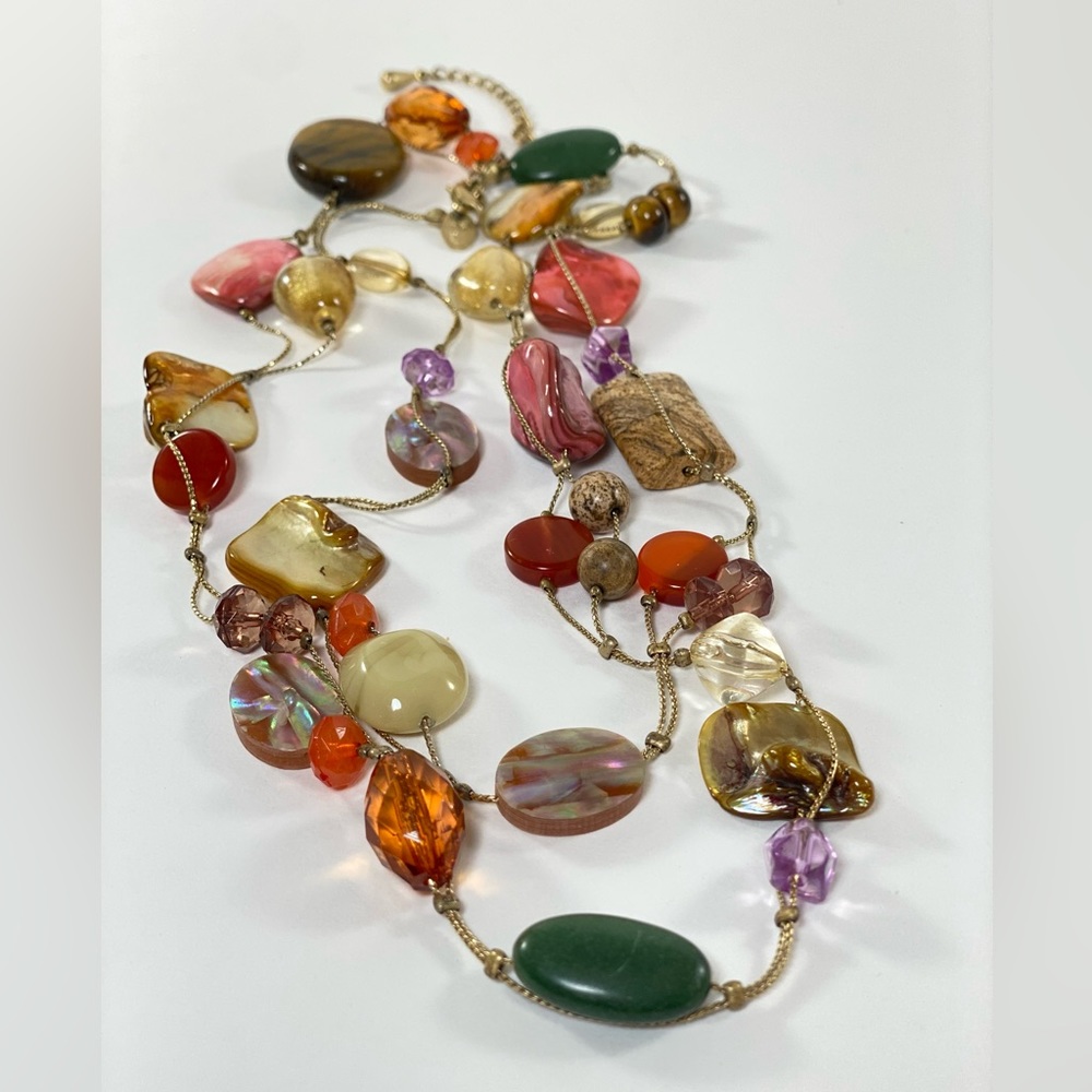 Lia Sophia 38-42" Multi Colored Stone Gold Tone Necklace